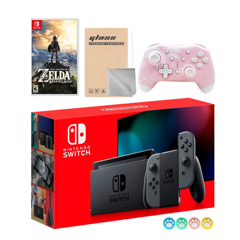 Nintendo Switch Gray Joy-Con Console Set, Bundle With The Legend of Zelda: Breath of the Wild And Mytrix Wireless Pro Controller and Accessories