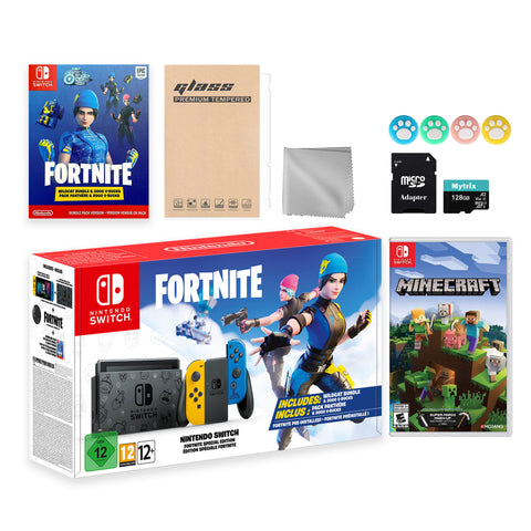 Nintendo Switch Fortnite Wildcat Limited Console Set, Epic Wildcat Outfits, 2000 V-Bucks, Bundle With Minecraft And Mytrix Accessories