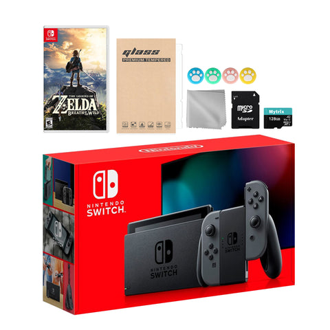 Nintendo Switch Gray Joy-Con Console Set, Bundle With Zelda: Breath of the Wild And Mytrix Accessories