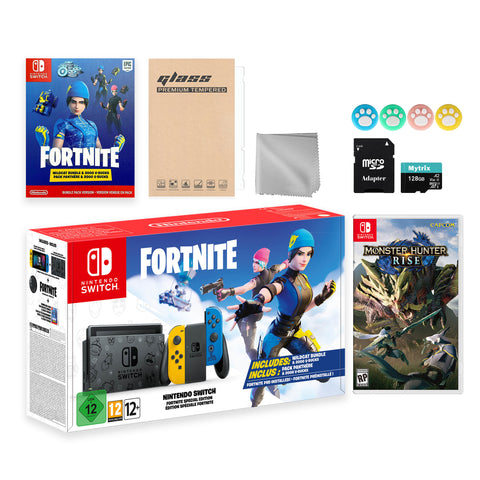 Nintendo Switch Fortnite Wildcat Limited Console Set, Epic Wildcat Outfits, 2000 V-Bucks, Bundle With Monster Hunter: Rise And Mytrix Accessories