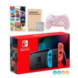 Nintendo Switch Neon Red Blue Joy-Con Console Set, Bundle With Super Mario 3D All-Stars And Mytrix Wireless Switch Pro Controller and Accessories