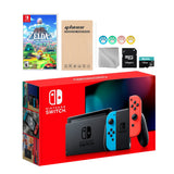 Nintendo Switch Neon Red Blue Joy-Con Console Set, Bundle With Legend of Zelda Link's Awakening And Mytrix Accessories