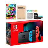 Nintendo Switch Neon Red Blue Joy-Con Console Set, Bundle With Arms And Mytrix Accessories