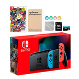Nintendo Switch Neon Red Blue Joy-Con Console Set, Bundle With Super Bomberman R And Mytrix Accessories