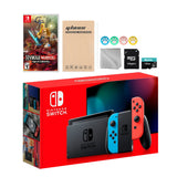 Nintendo Switch Neon Red Blue Joy-Con Console Set, Bundle With Hyrule Warriors: Age of Calamity And Mytrix Accessories