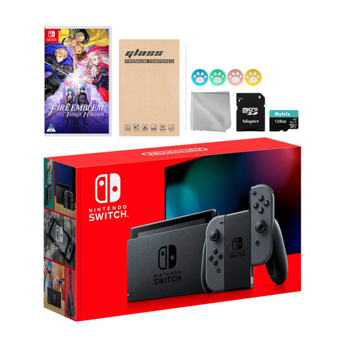 Nintendo Switch Gray Joy-Con Console Set, Bundle With Fire Emblem: Three Houses And Mytrix Accessories