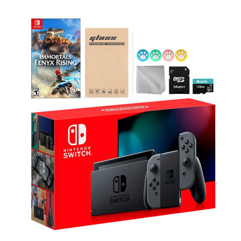 Nintendo Switch Gray Joy-Con Console Set, Bundle With Immortals Fenyx Rising And Mytrix Accessories