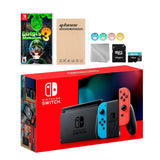 Nintendo Switch Neon Red Blue Joy-Con Console Set, Bundle With Luigi's Mansion 3 And Mytrix Accessories