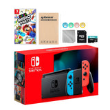 Nintendo Switch Neon Red Blue Joy-Con Console Set, Bundle With Super Mario Party And Mytrix Accessories
