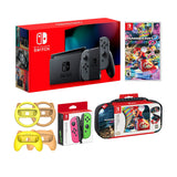 Nintendo Switch Mario Kart 8 Deluxe Bundle: Gray Joy-Con Console,an Extra Pair of Neon Pink and Green Joy-Con, Joy-Con Grip Set of 4, Mario Kart 8 Deluxe Game Disc and Travel Case