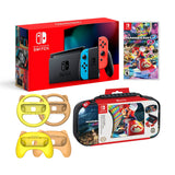 Nintendo Switch Mario Kart 8 Deluxe Bundle: Red and Blue Joy-Con Improved Battery Life 32GB Console, Joy-Con Grip Set of 4, Mario Kart 8 Deluxe Game Disc and Travel Case