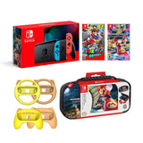 Nintendo Switch Mario Kart 8 and Odyssey Deluxe Bundle: Red and Blue Joy-Con 32GB Console, Joy-Con Grip Set of 4, Super Mario Odyssey, Mario Kart 8 Deluxe Game Disc and Travel Case