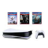 PlayStation 5 Games Bundle: Disc Version Console with Wireless Controller with The Last of Us Remastered, God of War & Horizon Zero Dawn Complete Edition
