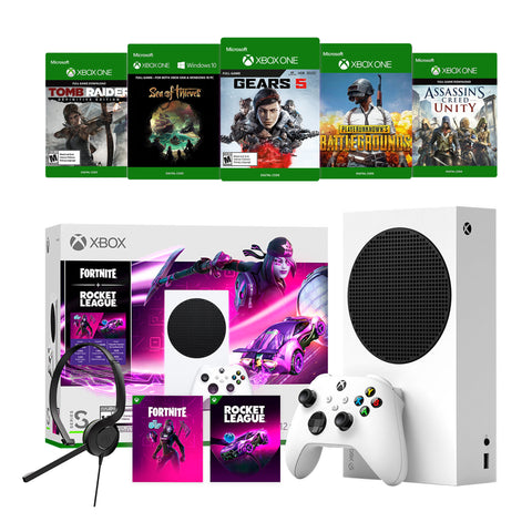 Microsoft Xbox Series S Fortnite & Rocket League Midnight Drive Pack Bundle with Additional 5 GamesMytrix Chat Headset