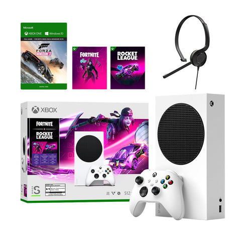 Microsoft Xbox Series S Fortnite & Rocket League Midnight Drive Pack Bundle with Forza Horizon 3 Full Game and Mytrix Chat Headset