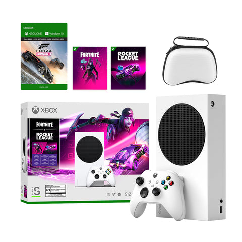 Microsoft Xbox Series S Fortnite & Rocket League Midnight Drive Pack Bundle with Forza Horizon 3 Full Game and Mytrix Controller Protective Case