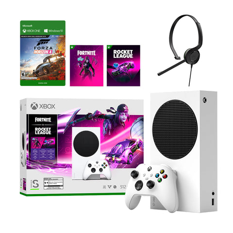 Microsoft Xbox Series S Fortnite & Rocket League Midnight Drive Pack Bundle with Forza Horizon 4 Full Game and Mytrix Chat Headset
