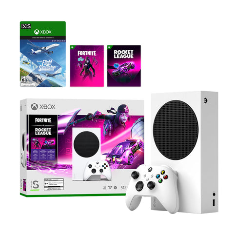 Microsoft Xbox Series S Fortnite & Rocket League Midnight Drive Pack Bundle with Flight Simulator Full Game