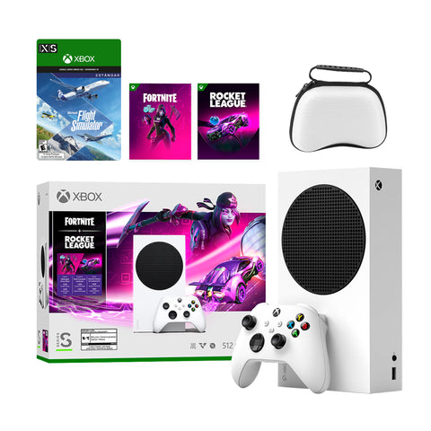 Microsoft Xbox Series S Fortnite & Rocket League Midnight Drive Pack Bundle with Flight Simulator Full Game and Mytrix Controller Protective Case