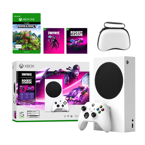 Microsoft Xbox Series S Fortnite & Rocket League Midnight Drive Pack Bundle with Minecraft Full Game and Mytrix Controller Protective Case