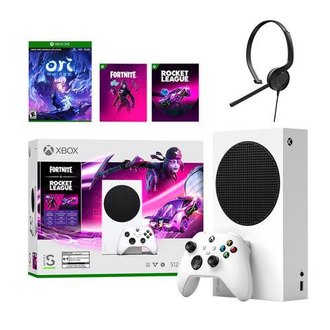 Microsoft Xbox Series S Fortnite & Rocket League Midnight Drive Pack Bundle with Ori and the Will of the Wisps Full Game and Mytrix Chat Headset
