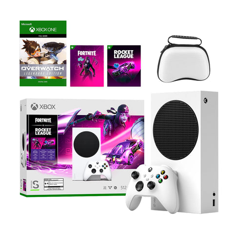 Microsoft Xbox Series S Fortnite & Rocket League Midnight Drive Pack Bundle with Overwatch Legendary Edition Full Game and Mytrix Controller Protective Case