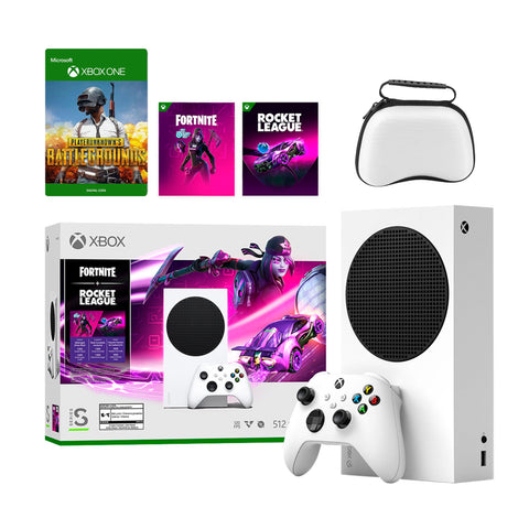 Microsoft Xbox Series S Fortnite & Rocket League Midnight Drive Pack Bundle with PlayerUnknown's Battlegrounds Full Game and Mytrix Controller Protective Case