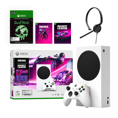 Microsoft Xbox Series S Fortnite & Rocket League Midnight Drive Pack Bundle with Sea of Thieves Full Game and Mytrix Chat Headset
