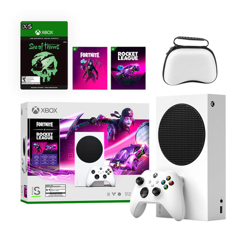 Microsoft Xbox Series S Fortnite & Rocket League Midnight Drive Pack Bundle with Sea of Thieves Full Game and Mytrix Controller Protective Case