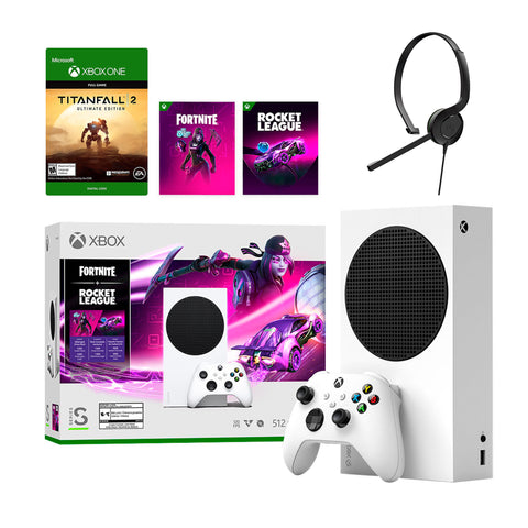 Microsoft Xbox Series S Fortnite & Rocket League Midnight Drive Pack Bundle with Titanfall 2 Full Game and Mytrix Chat Headset