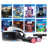 PlayStation VR 11-In-1 Deluxe Bundle PS4 & PS5 Compatible: VR Headset, Camera, Move Motion Controllers, Resident Evil 7, Batman, DOOM VFR, Battlezone, RIGS, Until Dawn, Blood & Truth, Everybody's Golf