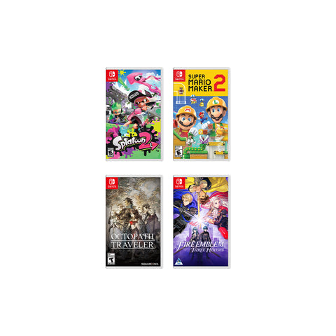 New Nintendo Switch Lite Turquoise Console Bundle with 4 Games: Splatoon 2, Super Mario Maker 2, Octopath Traveler, and Fire Emblem: Three Houses!