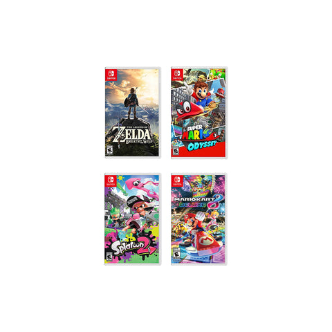 New Nintendo Switch Lite Turquoise Console Bundle with 4 Games: The Legend of Zelda: Breath of the Wild, Super Mario Odyssey, Splatoon 2, and Super Mario Kart 8!