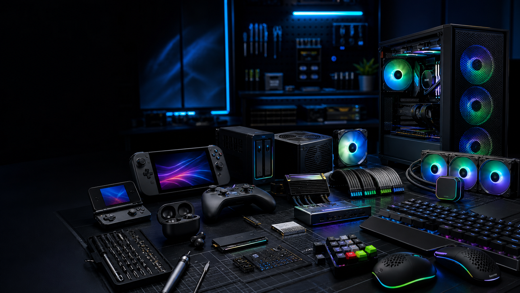 Gaming handheld and console setup